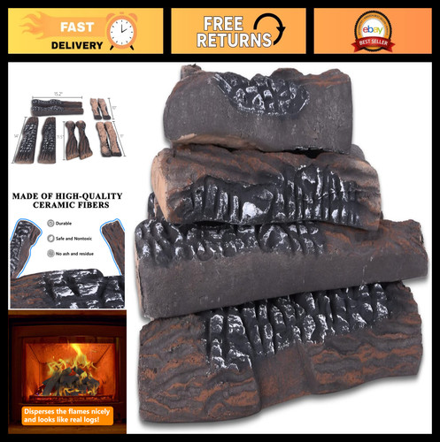 Piece ceramic gas logs set - 10-piece,