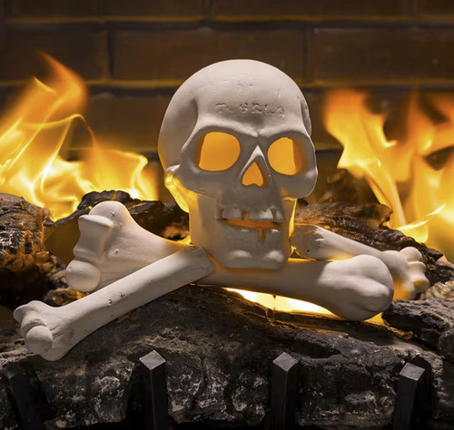 Ceramic skull bones fire - ceramic,